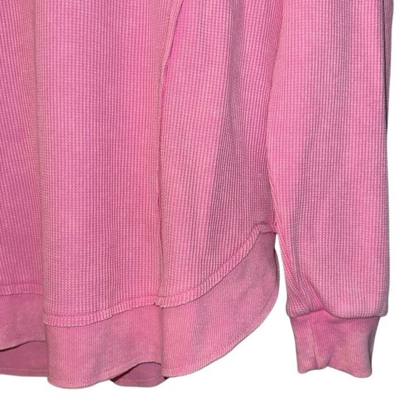Sunnyside By Sundry Pink Crew Neck Long Sleeve Waffle Thermal Shirt Ladies Small - Picture 6 of 8